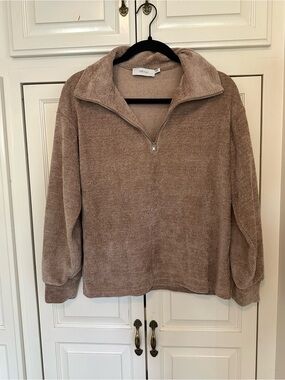 Greylin Taupe Quarter-Zip Pullover Sweater